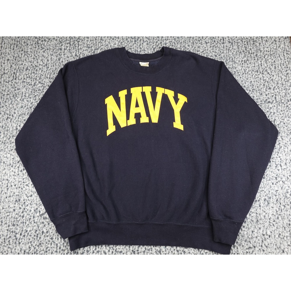 MV Sport Pro-Weave Sweatshirt Mens XL Navy Blue Yellow Navy Arch Graphic Heavy